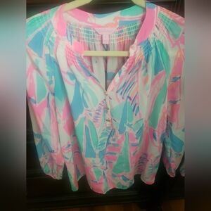 Lill Pulitzer out to sea tunic top, silk. Small